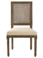 Brown Color Bella Rectangular Canning Back Solid Wood Chair With Cushion