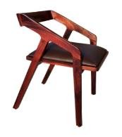 Brown Color Dark Red Mahogany Armchair With Cushion
