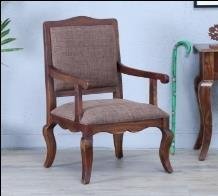 Brown Color Sheesham Wood Accent Side Chair With Cushion