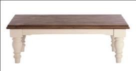 Brown & White Color Copa Solid White and Natural Color Coffee Table