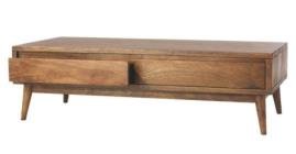 Brown Color Vazanta Mango Wood Coffee Table With 2 Drawer