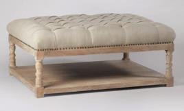 Brown & White Color Maraza Mango Wooden Coffee Table With Cushion