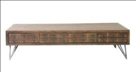 Brown Color Novas Mango Wood Pallets Coffee Table With 4 Drawer
