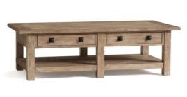 Brown Color Limpa Mango Wooden Drawer Coffee Table With 2 Drawer